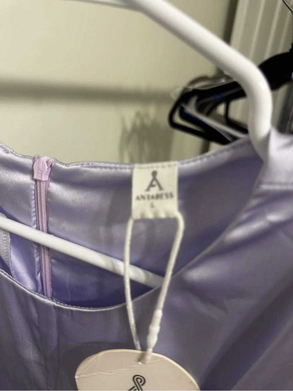 ANRABESS Lavender Satin Twist Front Maxi Dress Women’s Large NWT - Picture 8 of 8